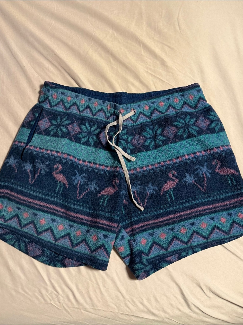 chubbies Teal, Navy & Pink Patterned Fleece Shorts 5.5 Inch